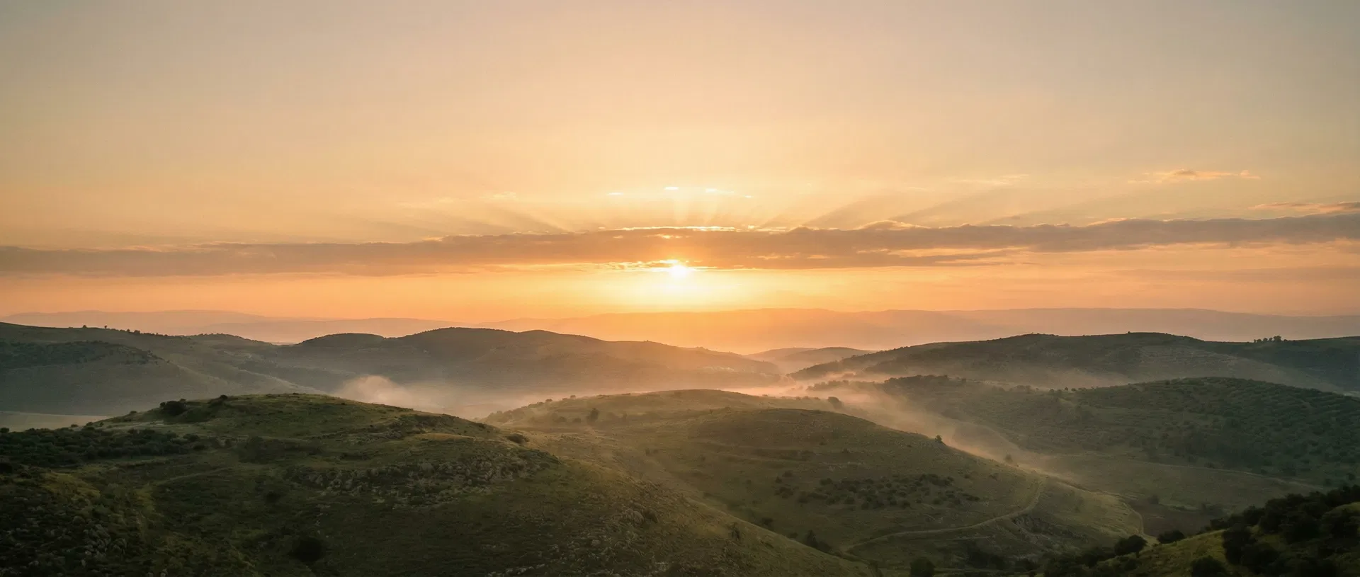 Dawn breaking over the hills of Galilee