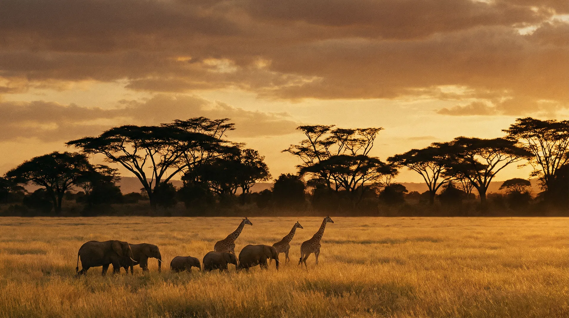 Kenyan savanna at sunset