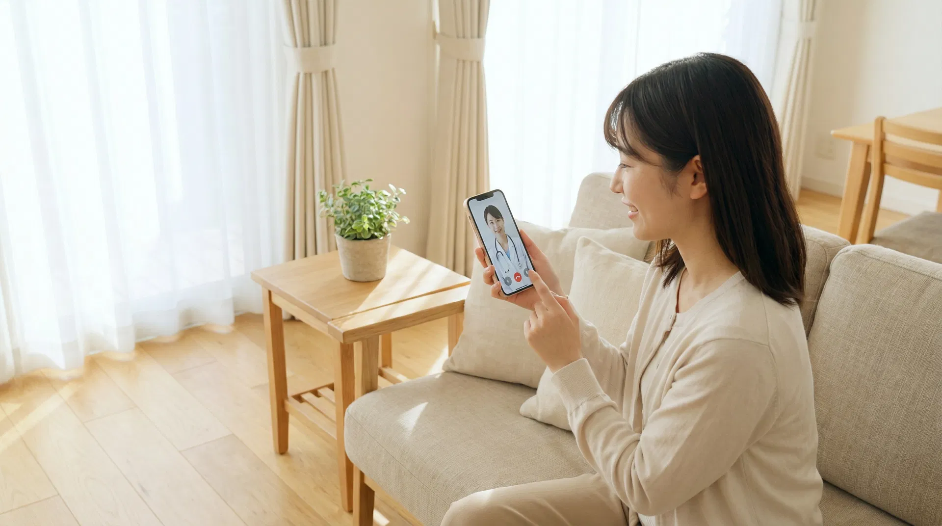 オンライン診療を受ける女性