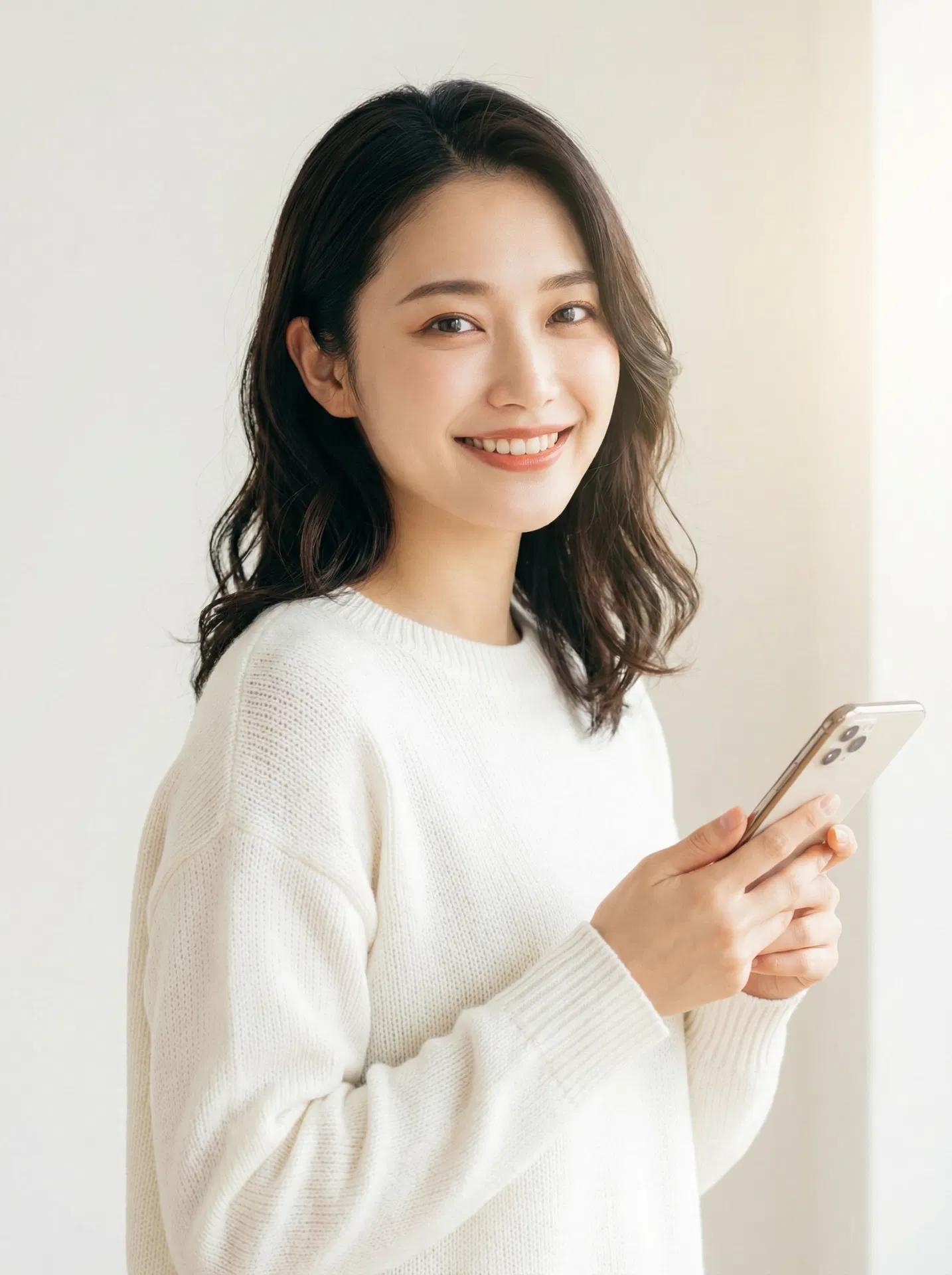 スマートフォンでオンライン診療を受ける女性