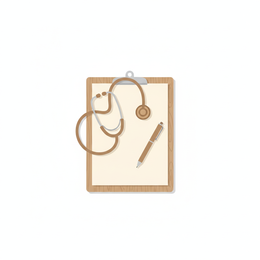 ニキビ治療の症例報告をまとめた医療文献を読み込む専門家の手元