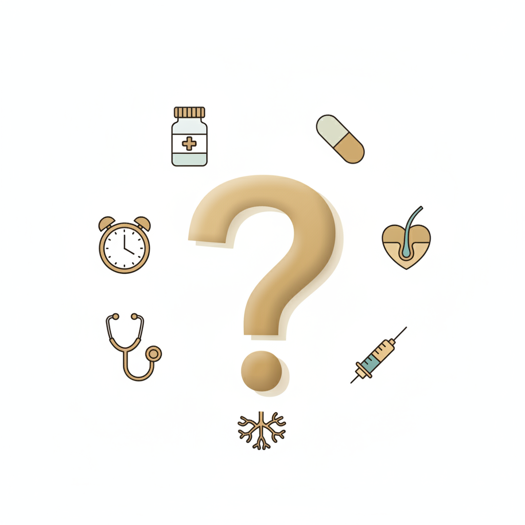 ニキビ治療に関する質問と回答が並んだFAQセクションの概念