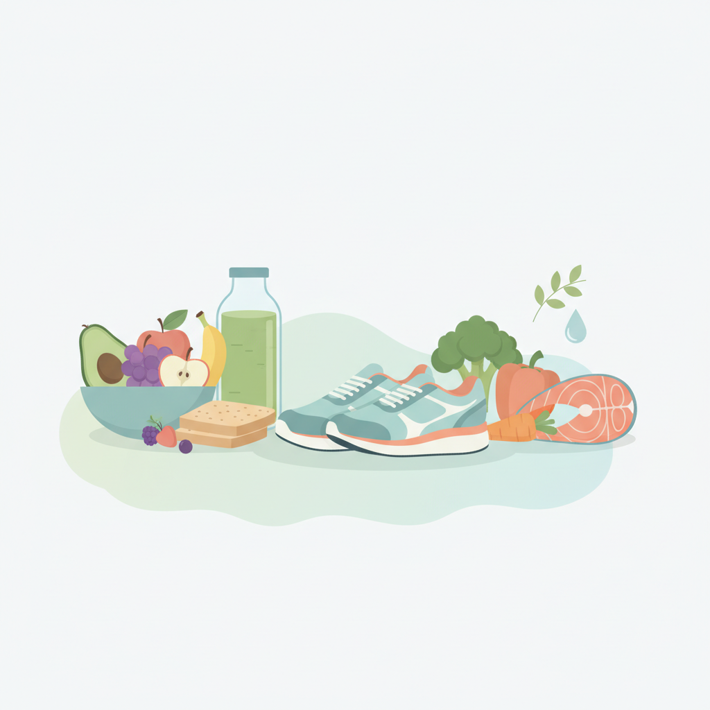 スマートフォンを操作する思春期の若者と健康的な食事、生活習慣のバランス