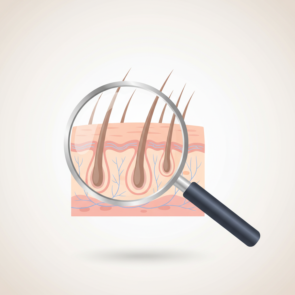 AGAによる細く短い抜け毛と健康な太く長い毛髪を比較し進行度を判断