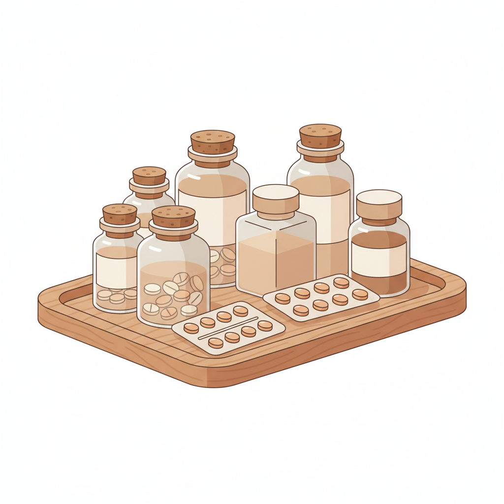 アクアチムと同一成分のジェネリック医薬品が並べられた薬棚の様子