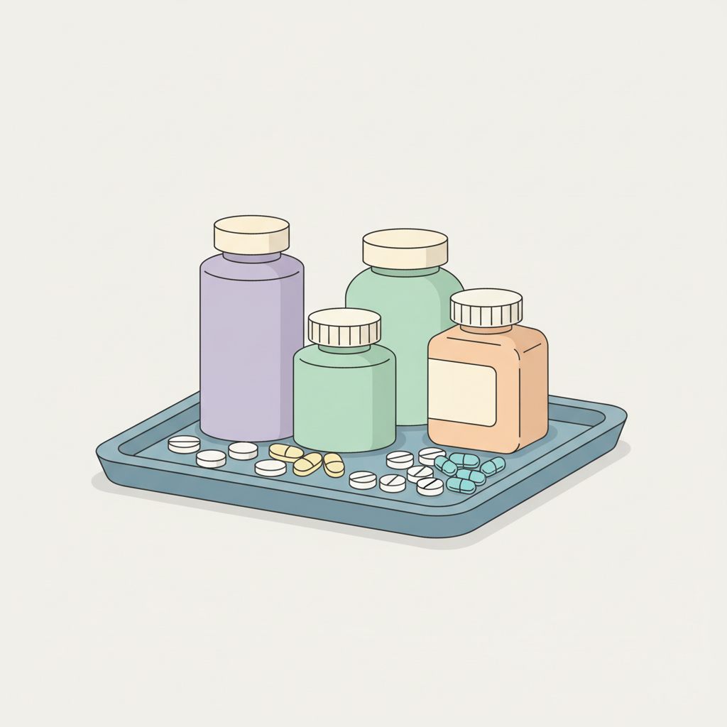 偽造薬の錠剤と本物の医薬品を並べて比較し、その違いを明確に示す