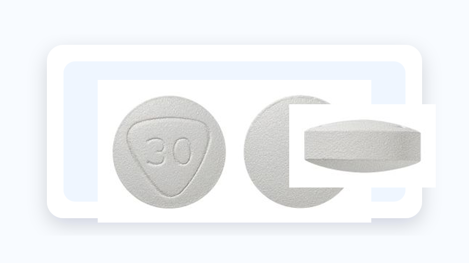 ダポキセチンを有効成分とするPriligy 30mg錠の製剤写真
