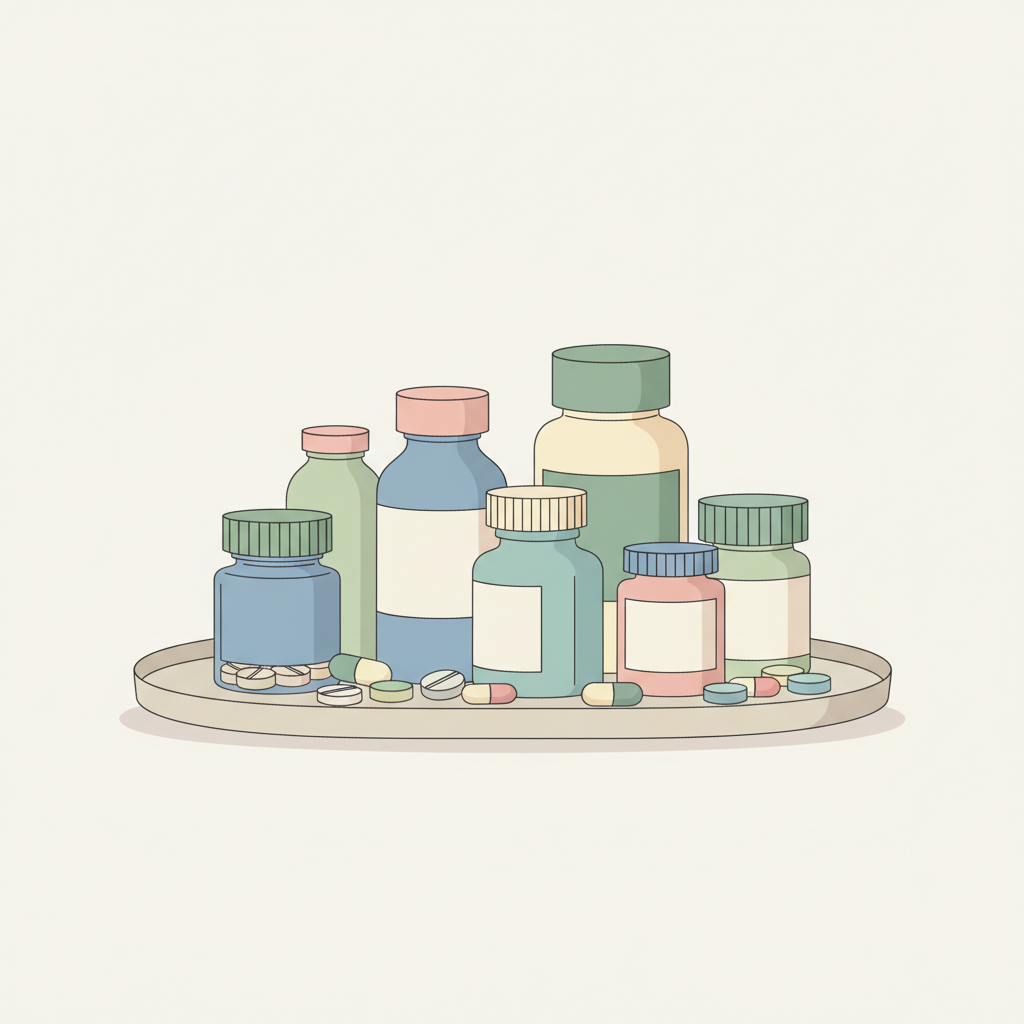 胃腸薬の錠剤と液体、消化を助ける成分と飲み合わせ