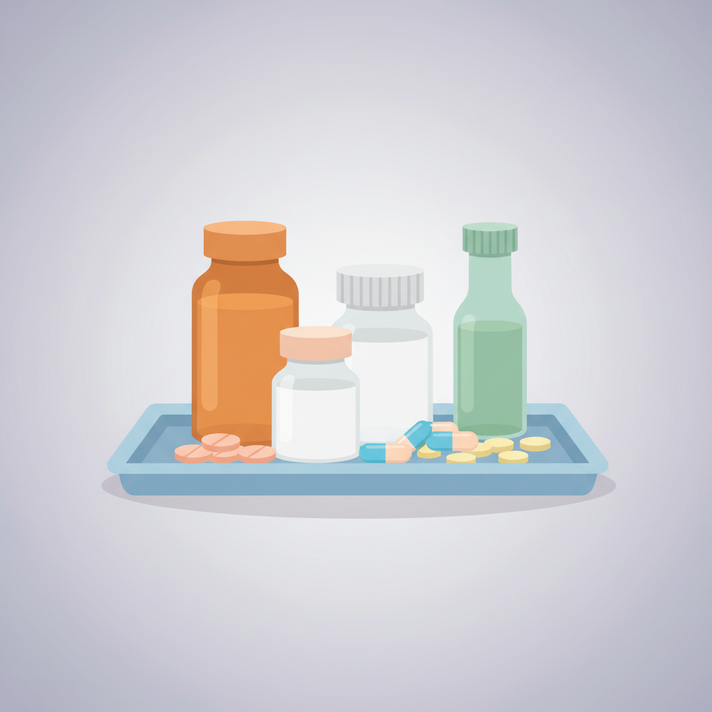 ED治療薬と硝酸薬の危険な飲み合わせを示す警告マークと薬のボトル