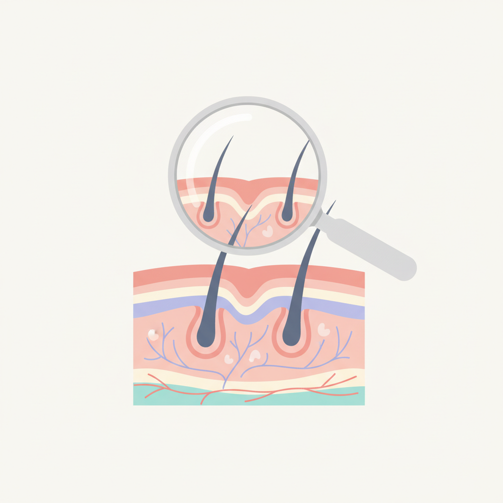 女性の頭頂部と分け目の薄毛が進行している状態、FAGAの典型的な兆候