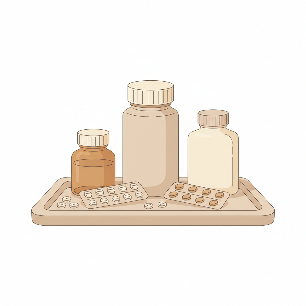 先発医薬品とジェネリック医薬品の錠剤が並べられた比較