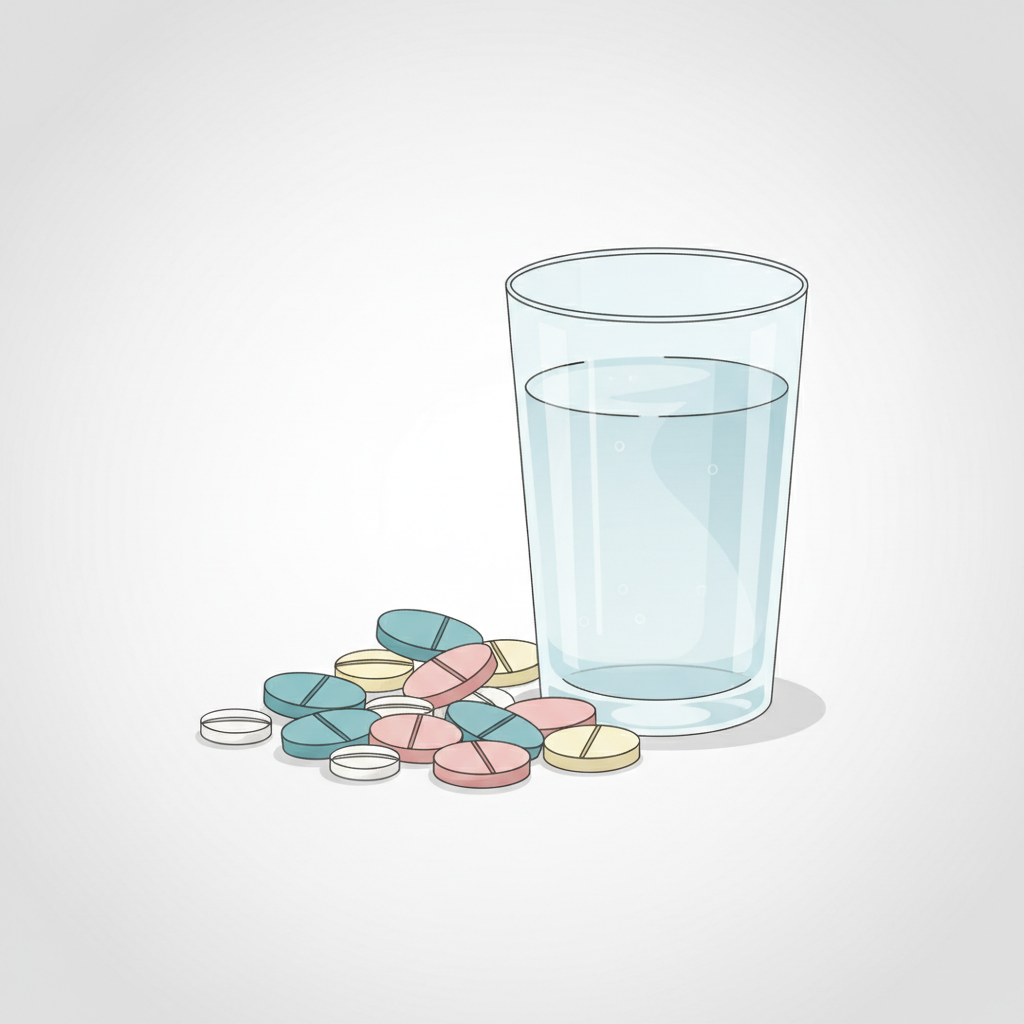 花粉症の症状を和らげる抗ヒスタミン薬の錠剤が並べられた様子