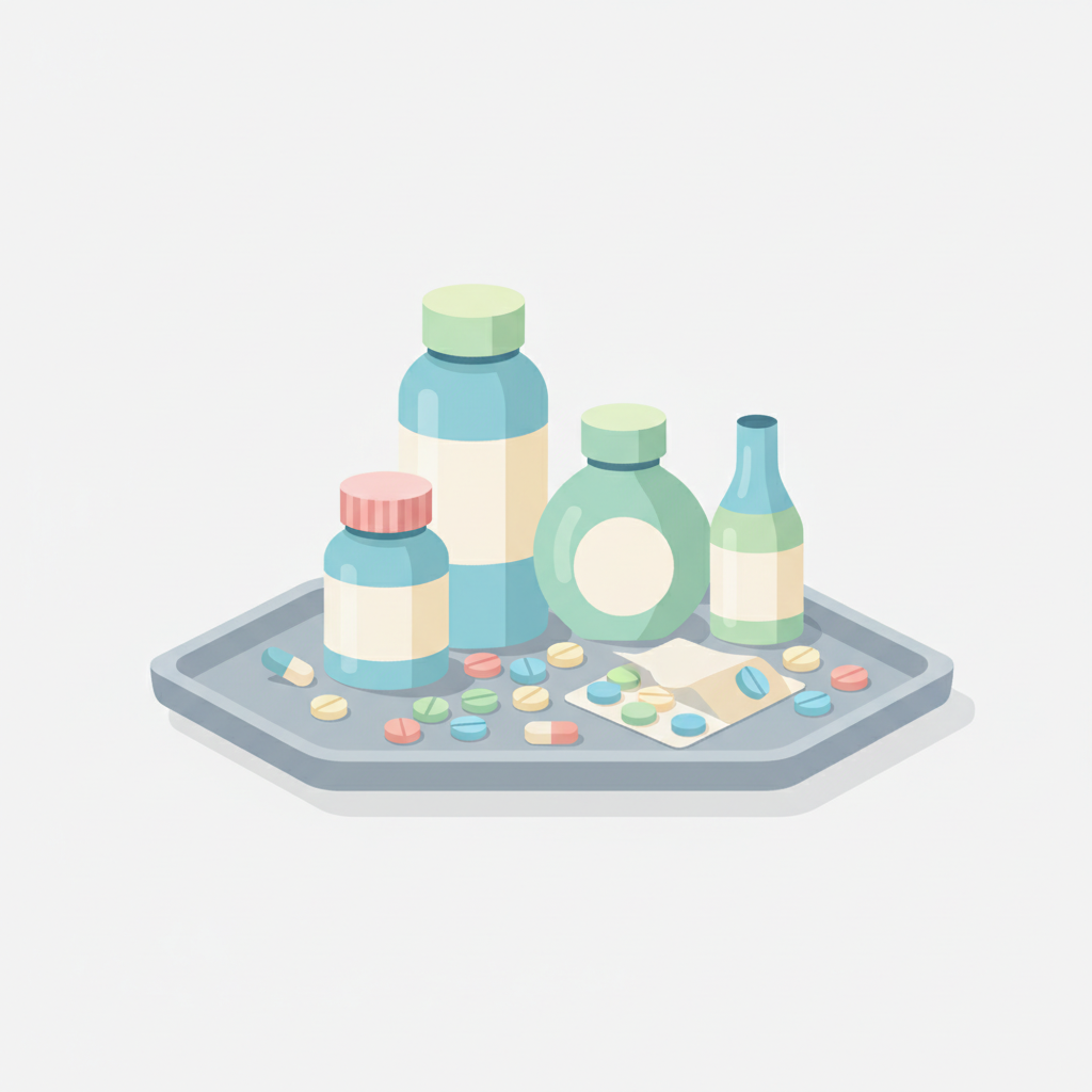 関節の痛みを和らげるための冷湿布や市販薬、医療機関のマーク