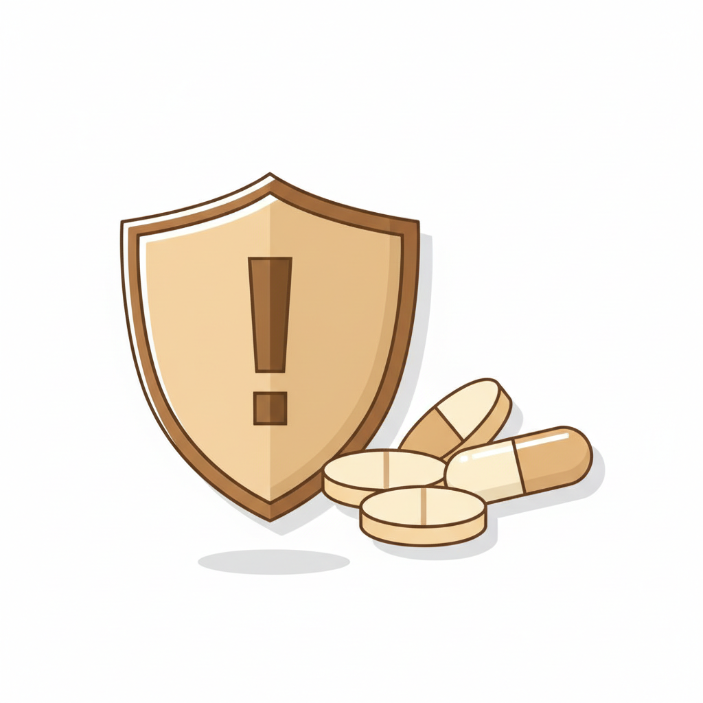 葛根湯の瓶とコップが置かれ、用法用量を確認する手元のクローズアップ