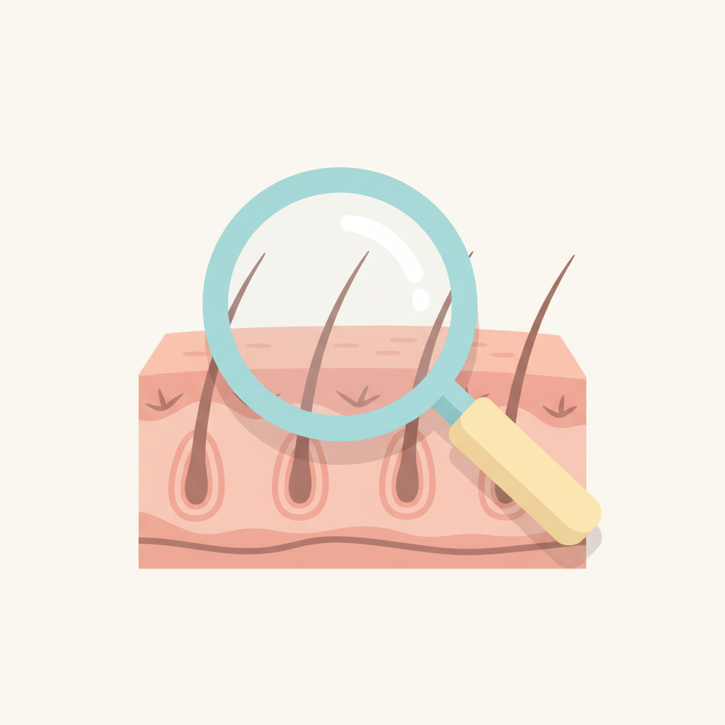 医療脱毛の仕組みを模式的に示し、毛根にレーザーが照射される様子