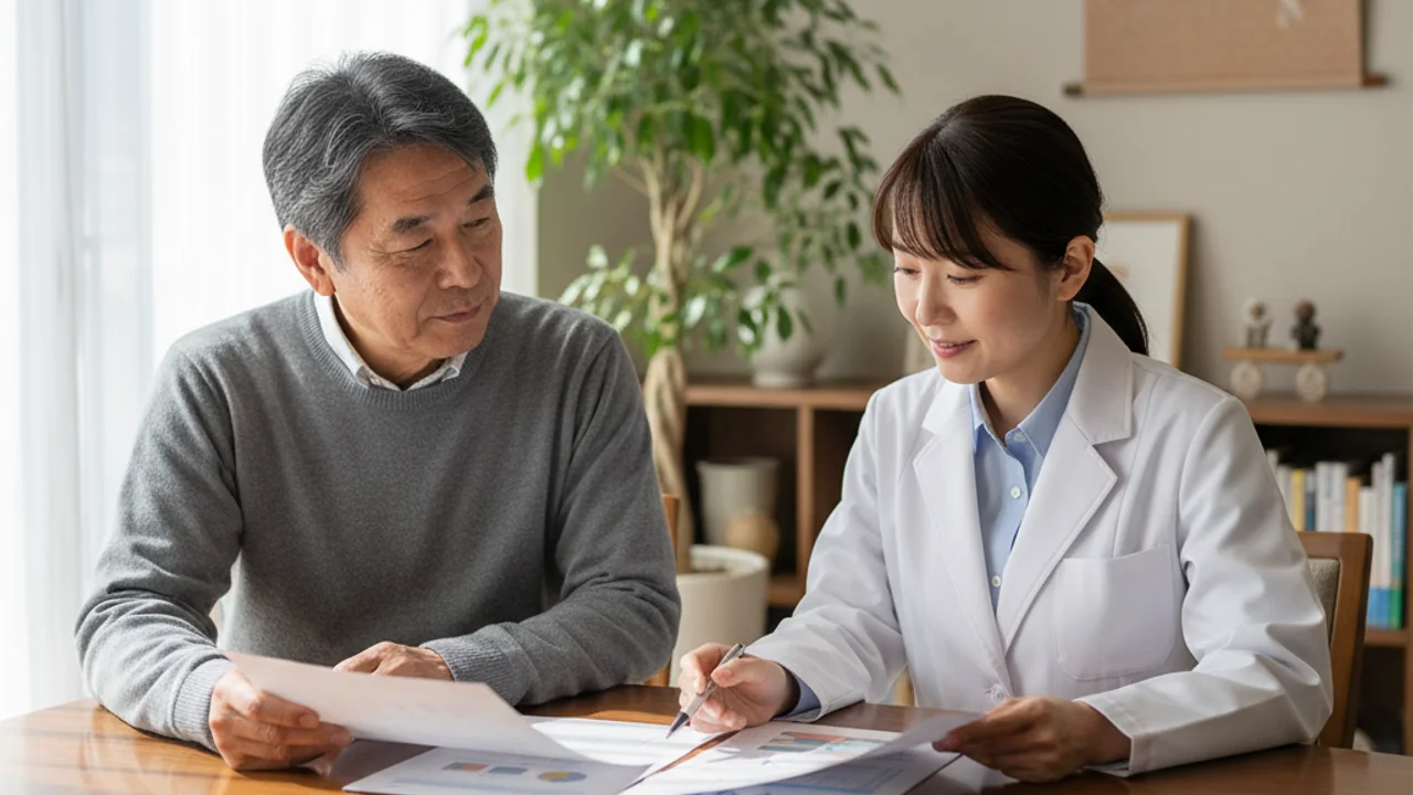 保険適用や自由診療の条件を医師と確認する人のイメージ
