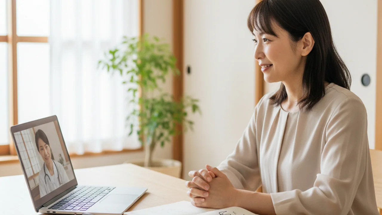 オンライン診療で治療経過を医師に相談する人のイメージ
