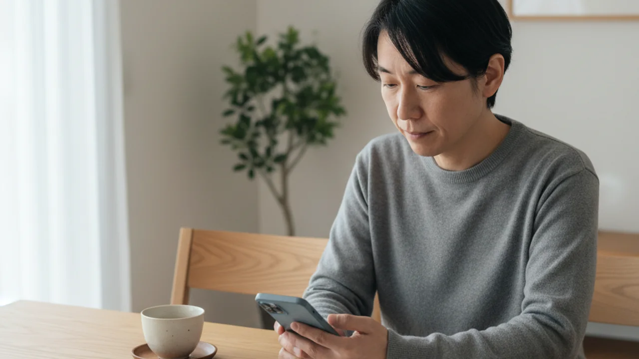 スマートフォンで自由診療の費用を確認する人のイメージ