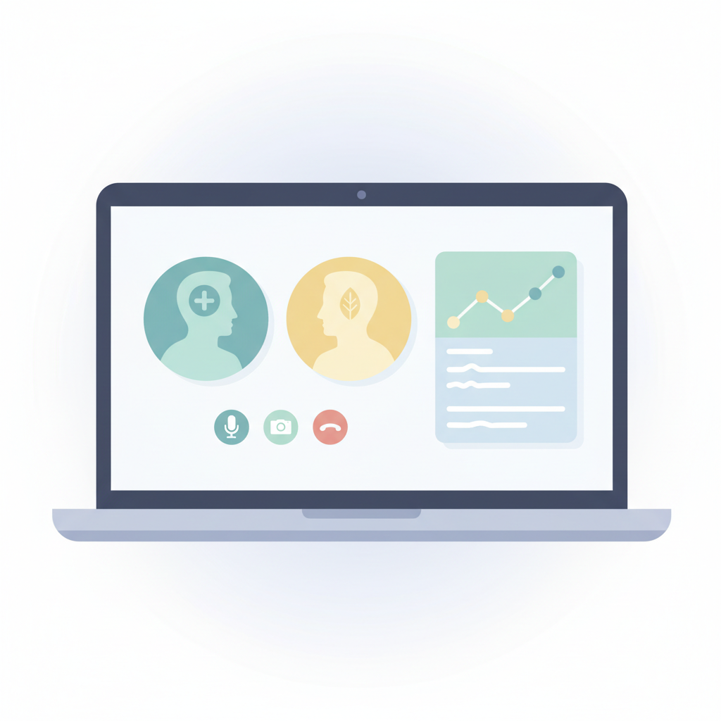 スマートフォンやPCを使ったオンライン診療の具体的な流れを示すアイコン