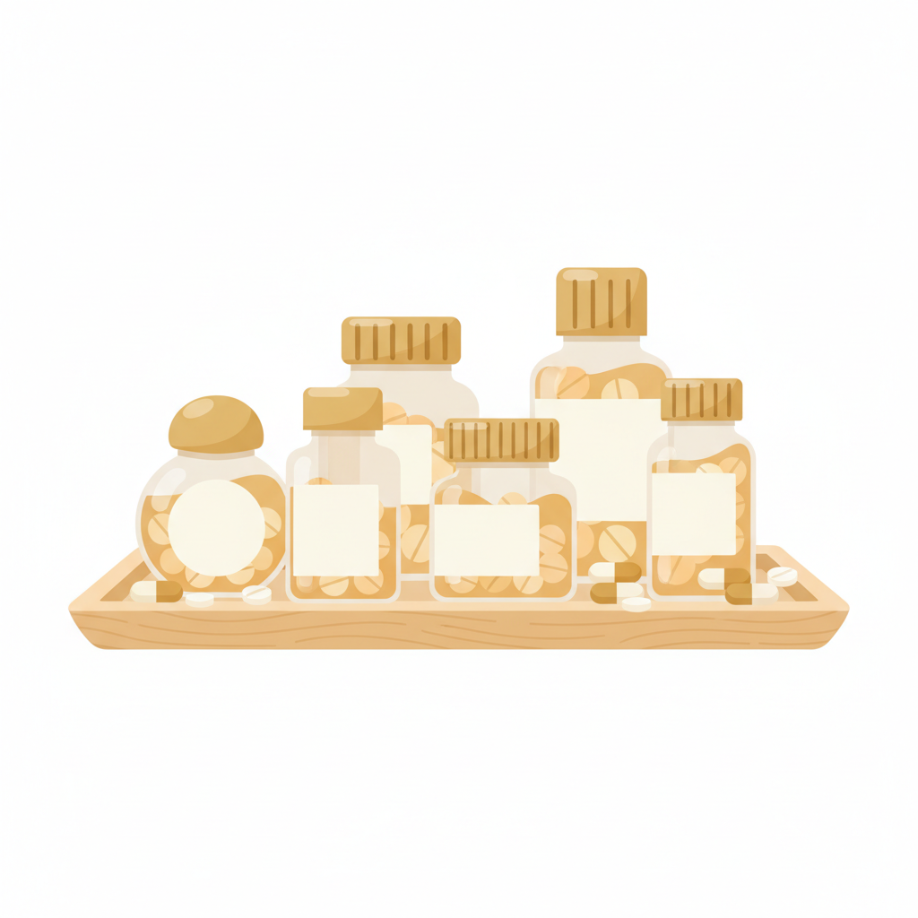 オンラインでのピル処方ステップをアイコンと矢印で示すフローチャート