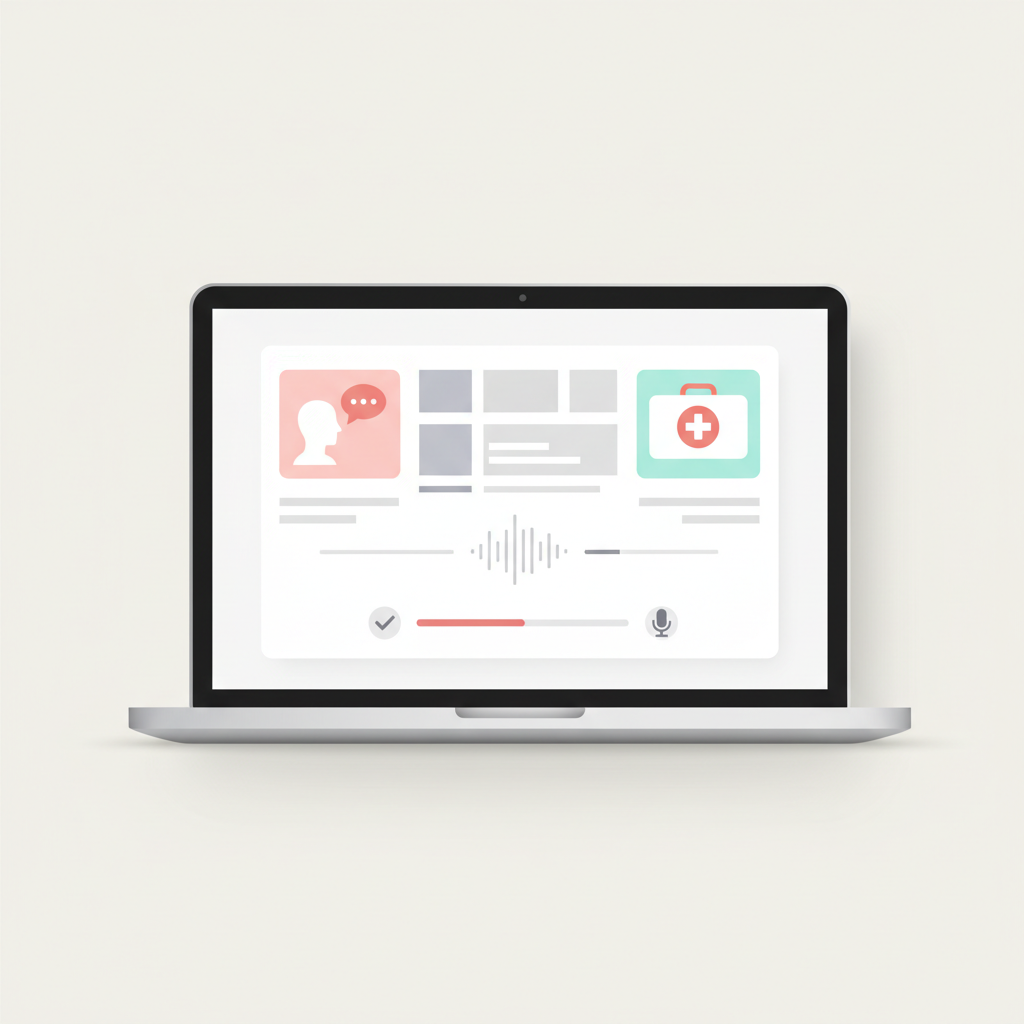 自宅でスマートフォンを使い、花粉症のオンライン診療を受ける患者の様子