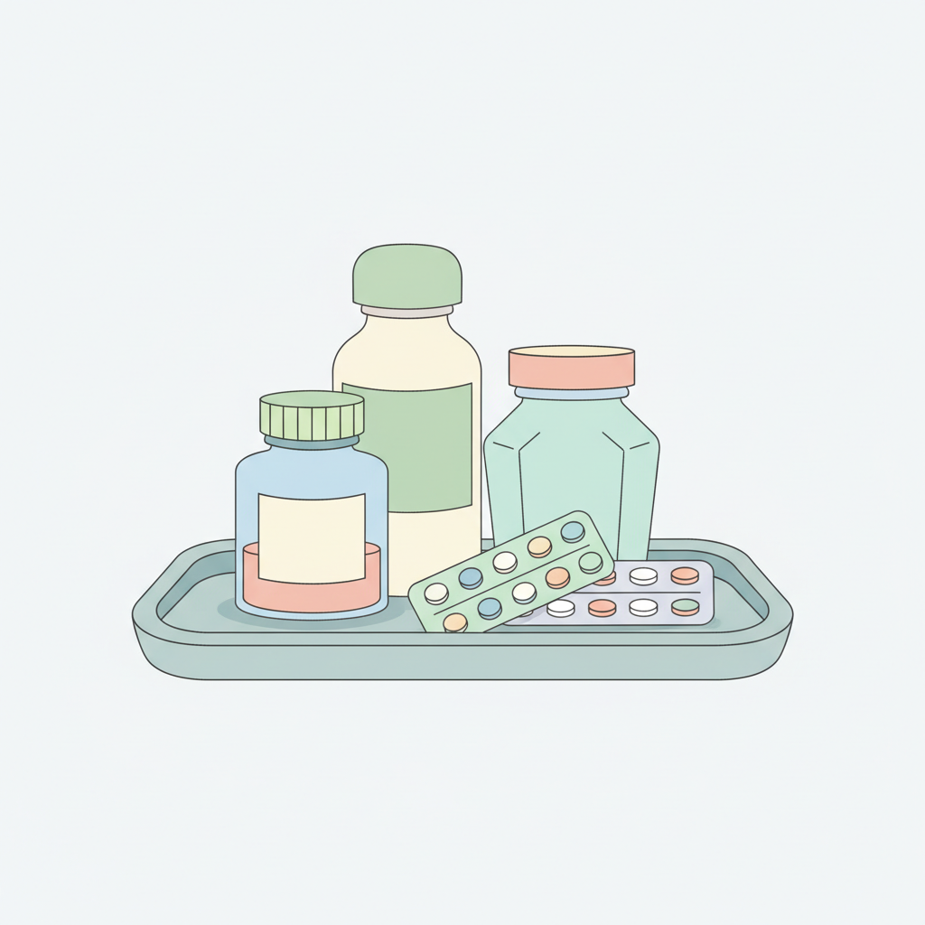 食前・食後・頓服など、薬の正しい飲み方を示すピクトグラムと説明文