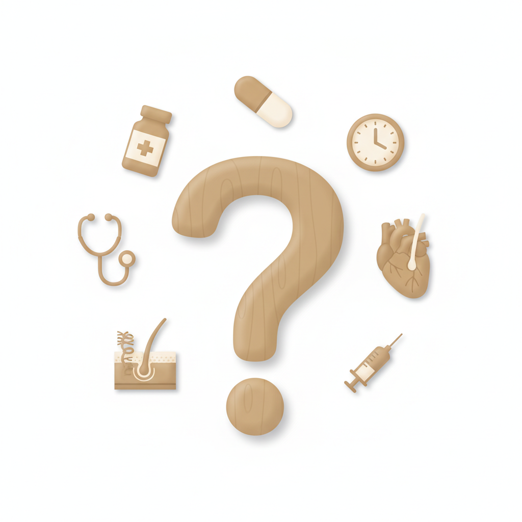 ルコナック治療中に患者が医師に質問し、薬剤師が説明する場面