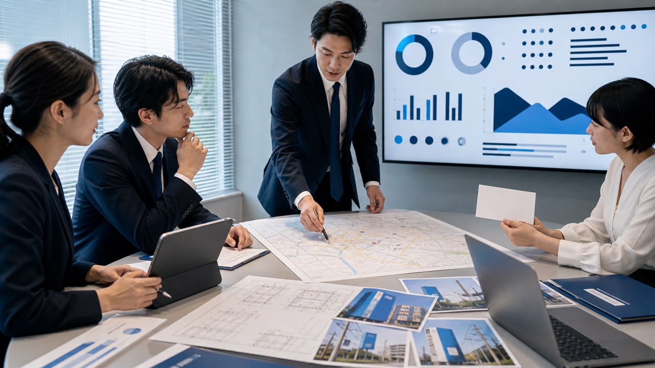 看板の設置許可と来院経路の測定方法を設計する担当チーム