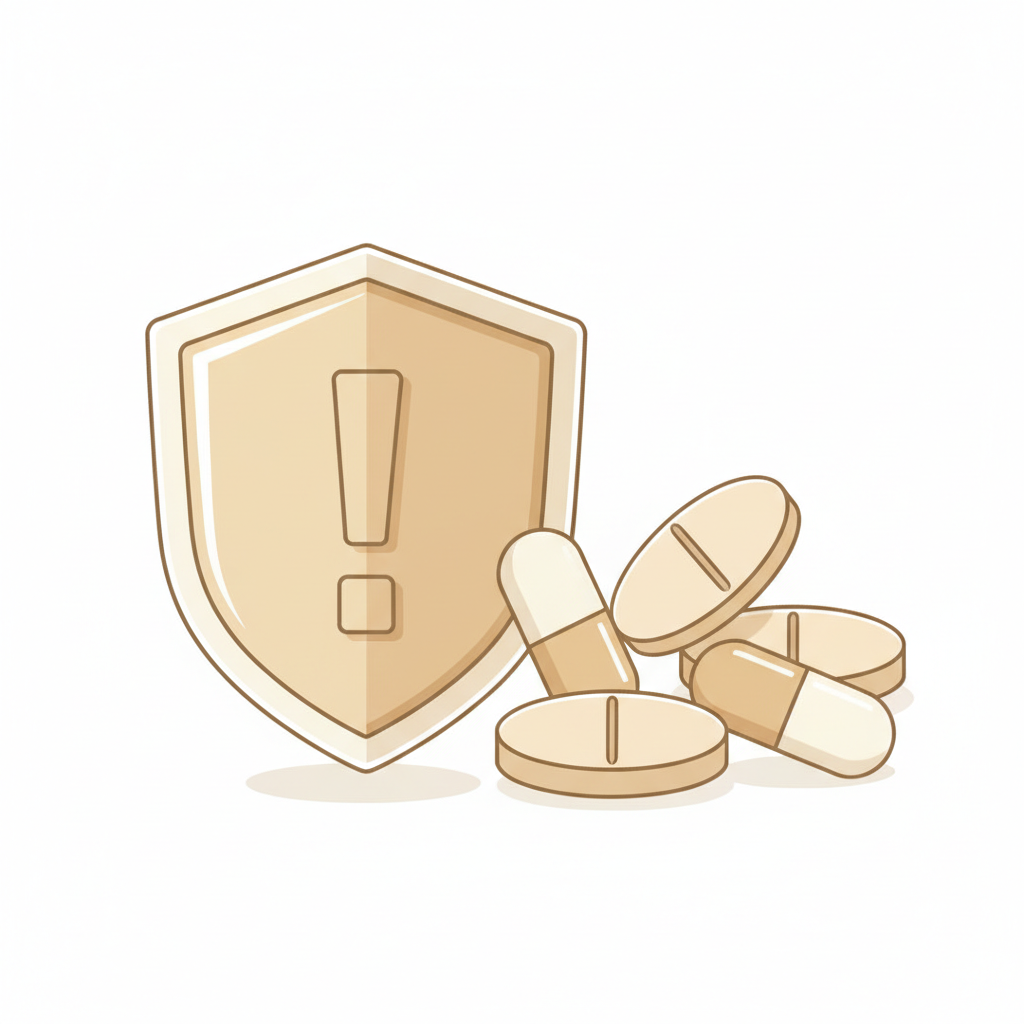 バラシクロビル服用時の副作用を示す人体図、注意すべき症状