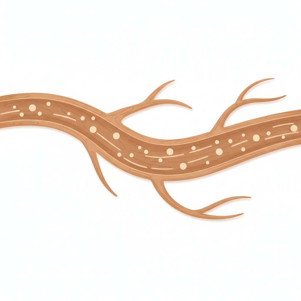 白ニキビの発生メカニズムを説明する毛穴の断面図、皮脂と角栓が詰まる様子