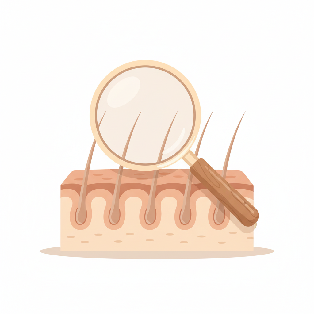 単発型や多発型の円形脱毛症の症状を示す頭皮の状態