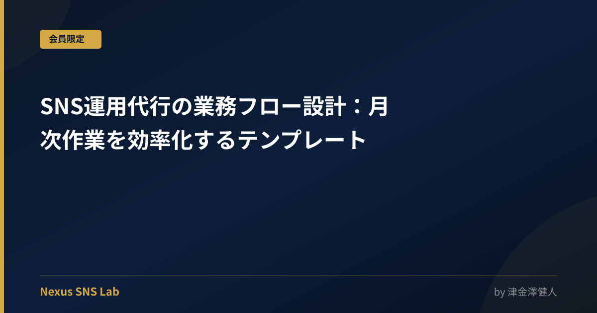 SNS運用代行の業務フロー設計：月次作業を効率化するテンプレート