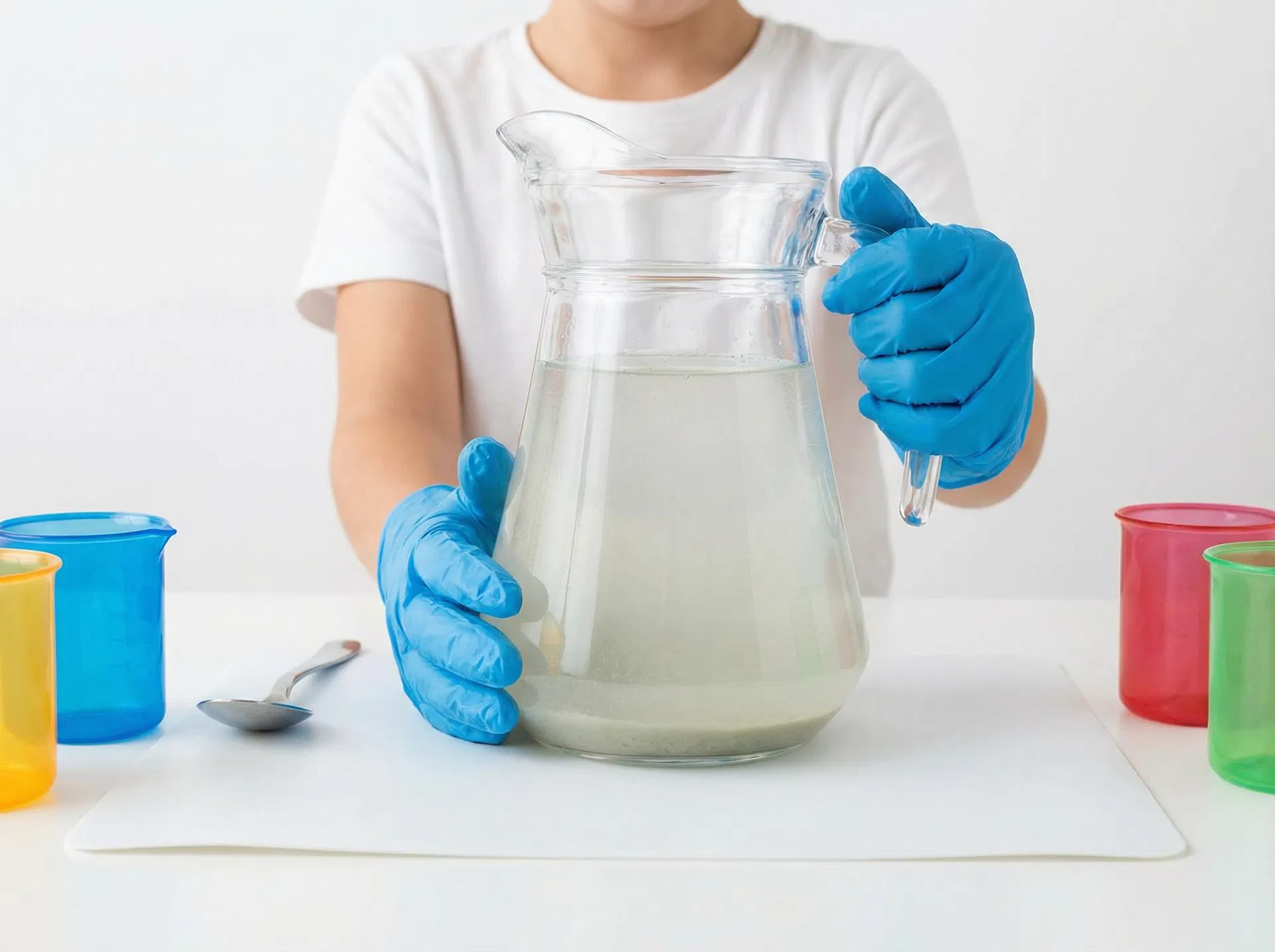 ピッチャーの中に気体を集めるのイラスト