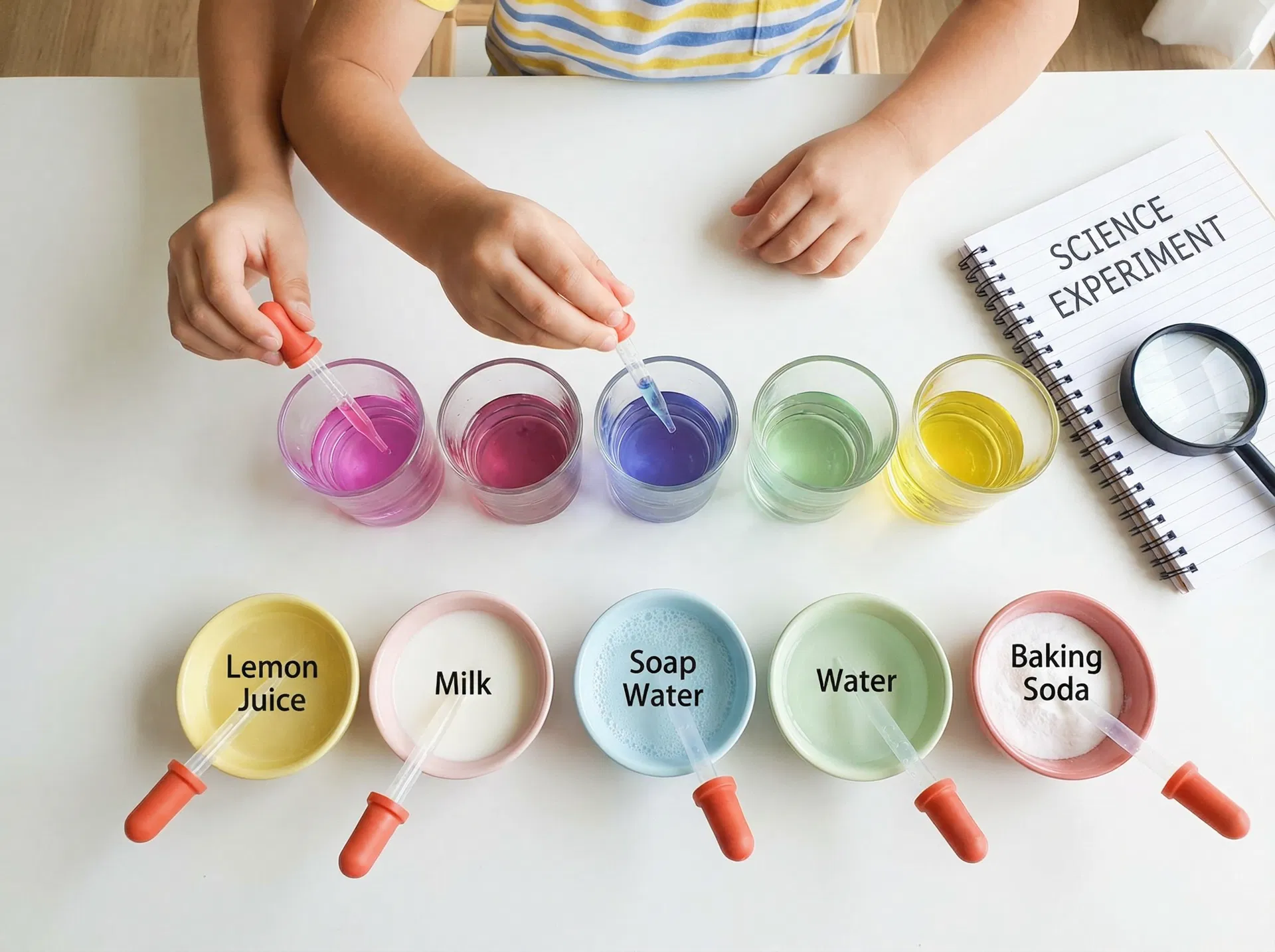 いろんな液体で試してみようのイラスト