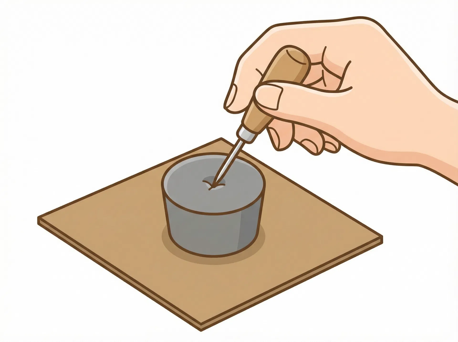 ゴム栓に穴を開けるのイラスト