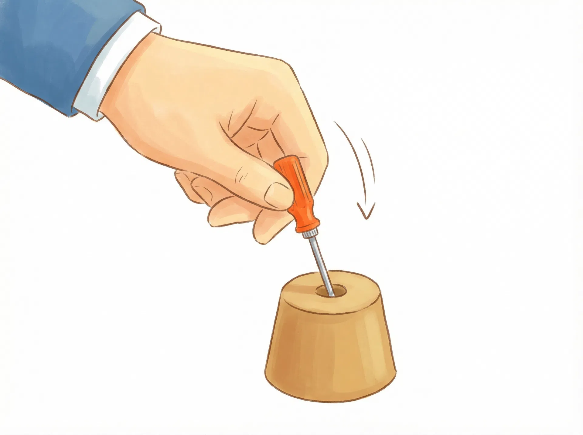 ゴム栓に空気注入針を差し込むのイラスト