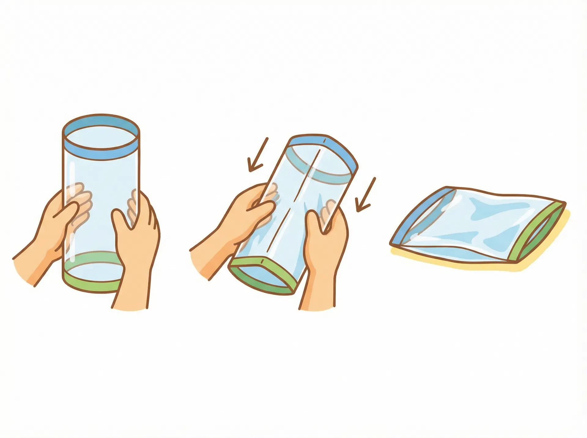 羽用のペットボトルを潰すのイラスト (2/2)