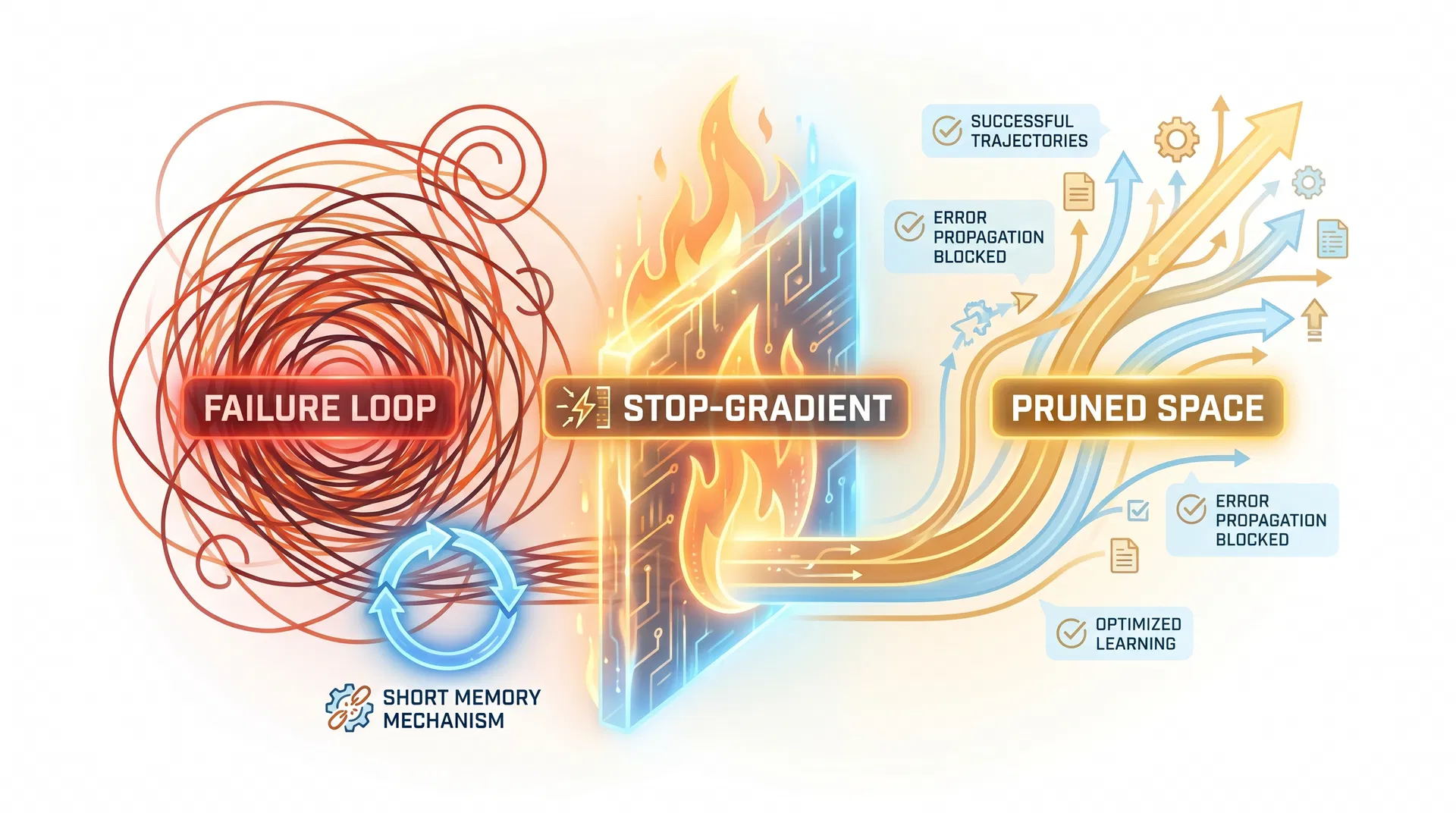 Stop-Gradient 轨迹空间修剪示意图
