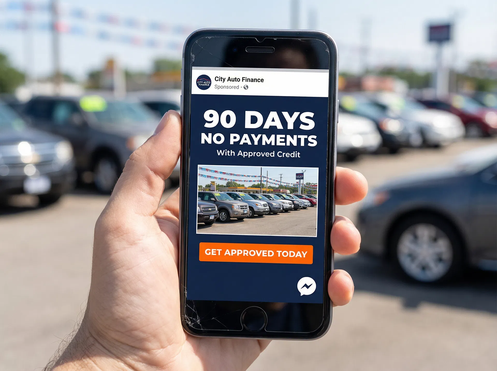 90 Days No Payments Facebook ad mockup