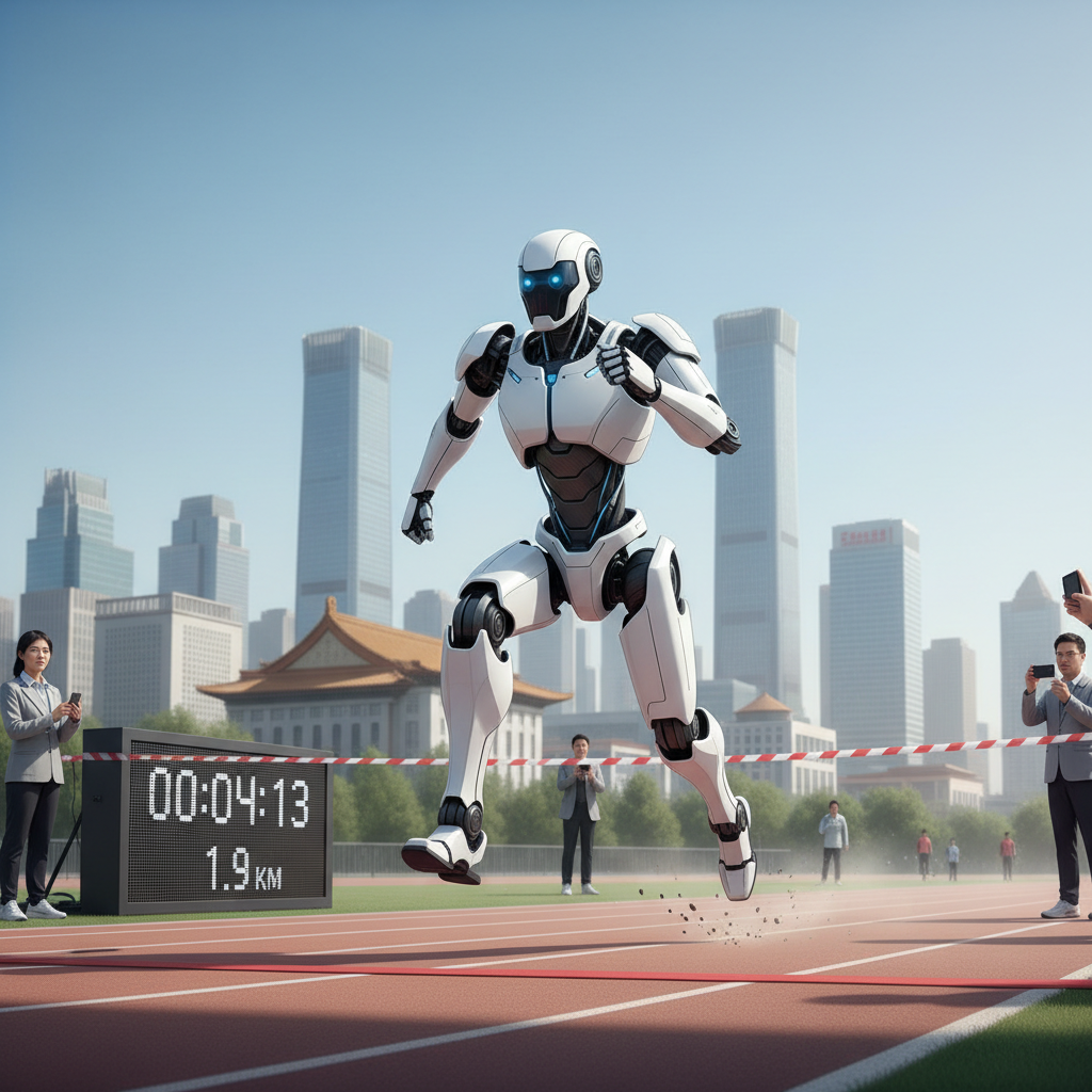 宇树科技称 H1 在北京人形机器人马拉松排位赛中以 4 分 13 秒跑完 1.9 公里