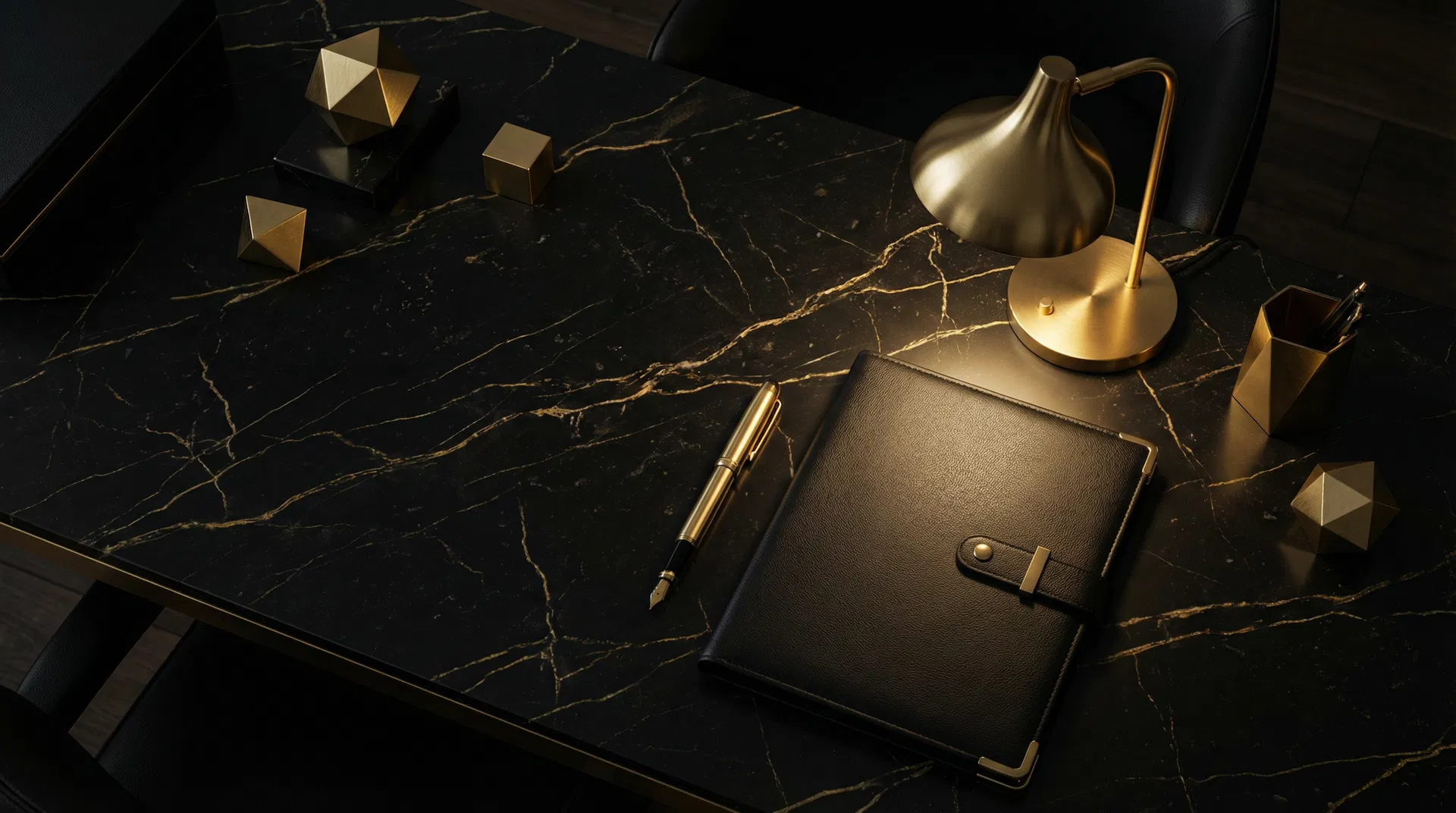 Luxury desk with gold accents