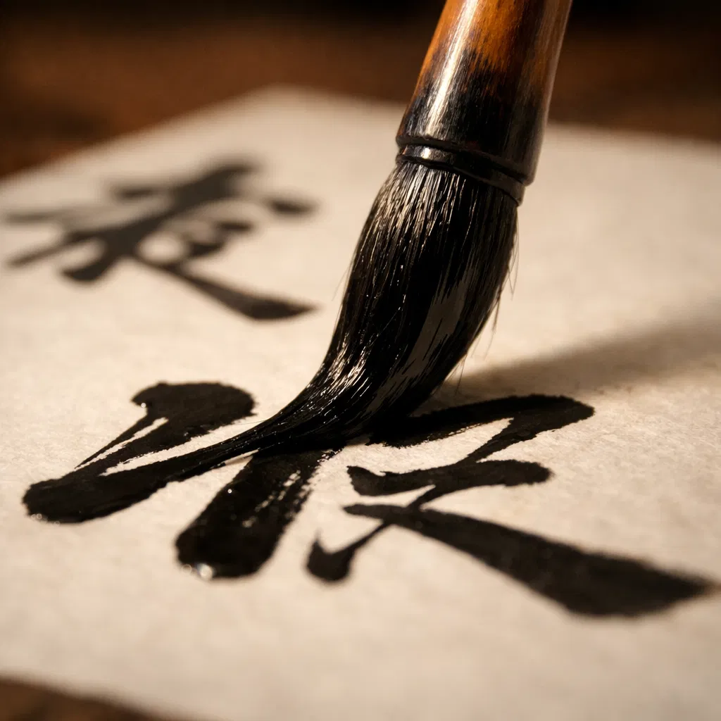 Calligraphy brush in action