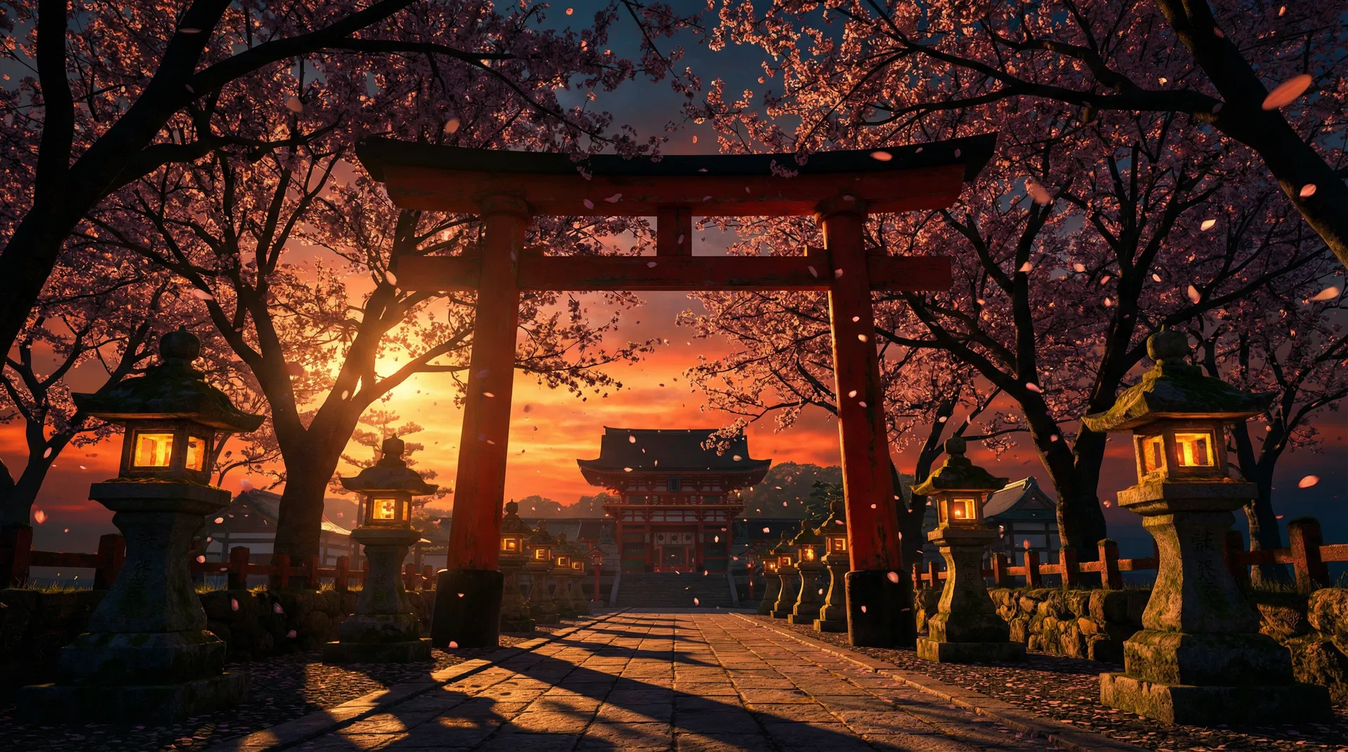 Cultura japonesa - Torii gate ao pôr do sol