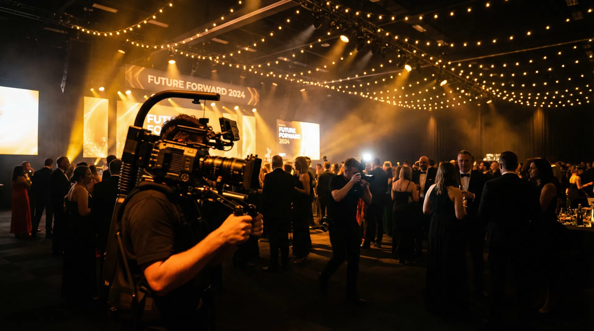 Professional videographer at a live event