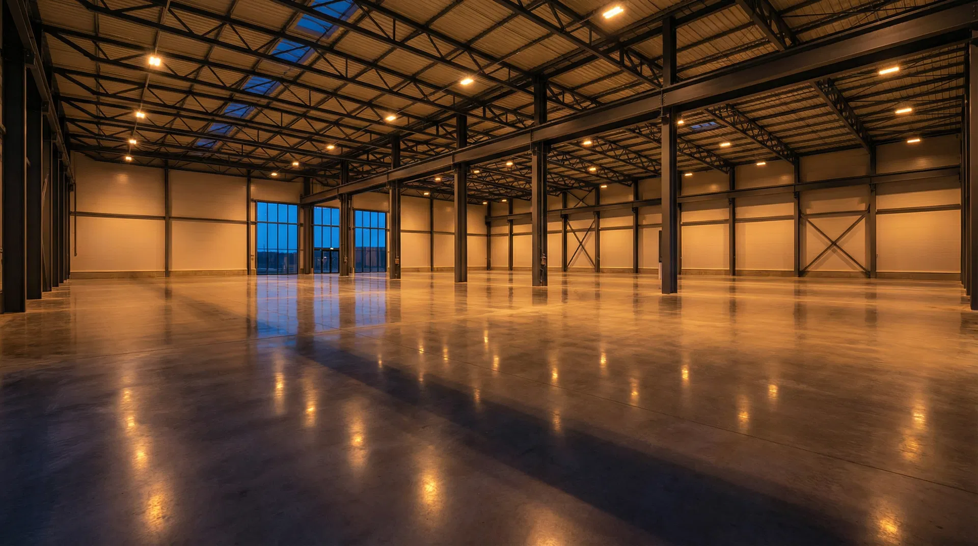 Готовый бетонный пол на складе