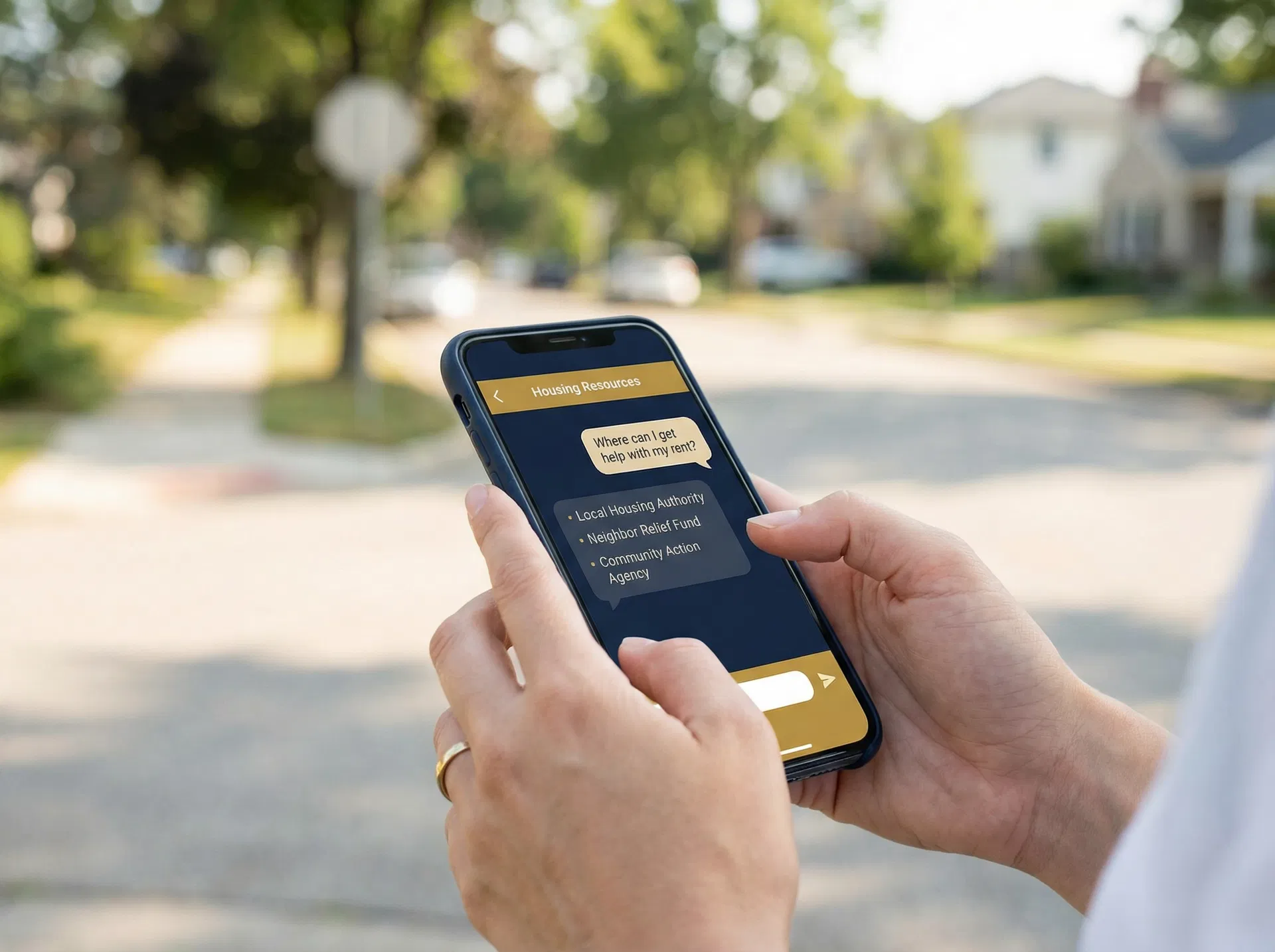 Resident using the ONEClayton smart assistant on their phone