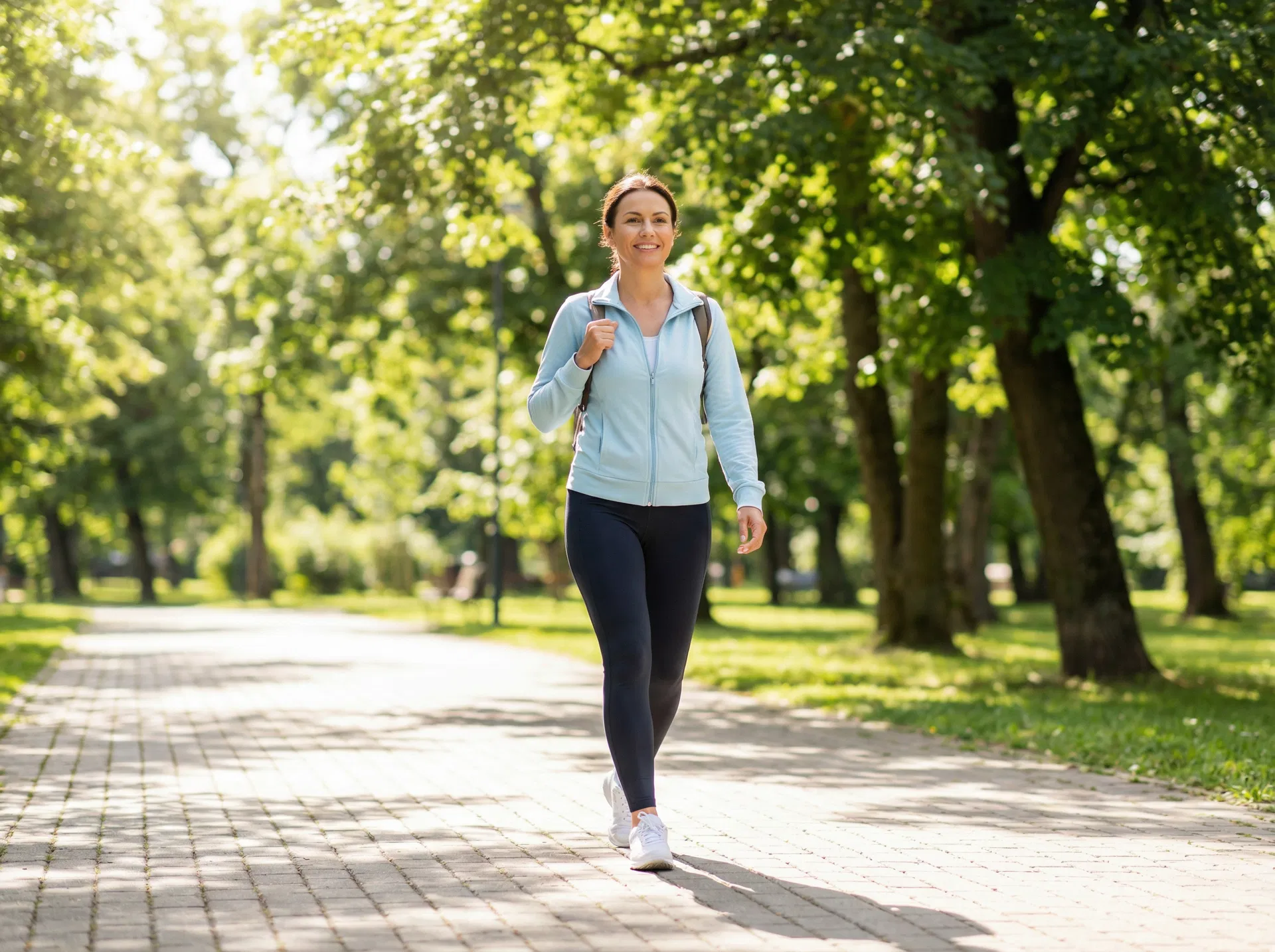 インソールを入れた靴で明るく歩く姿