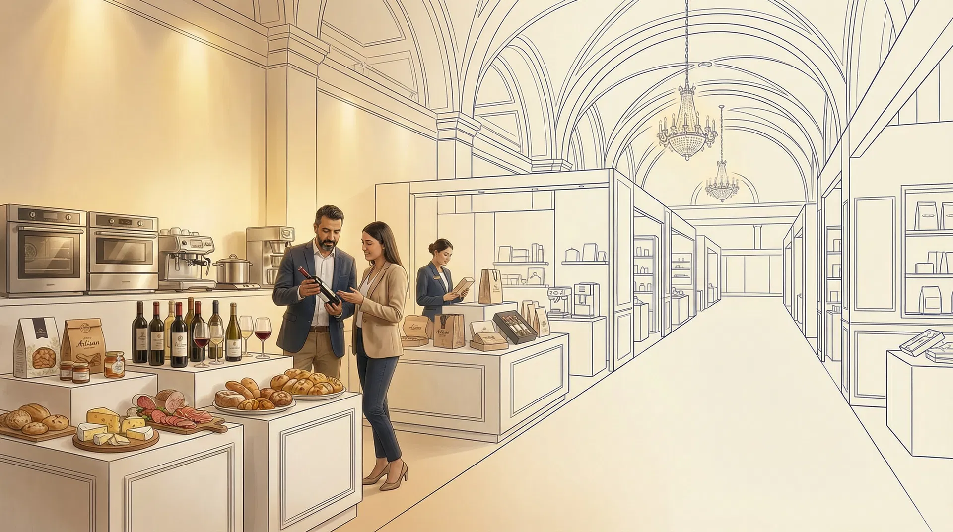 Hospitality trade show exhibition — photorealistic meets architectural illustration