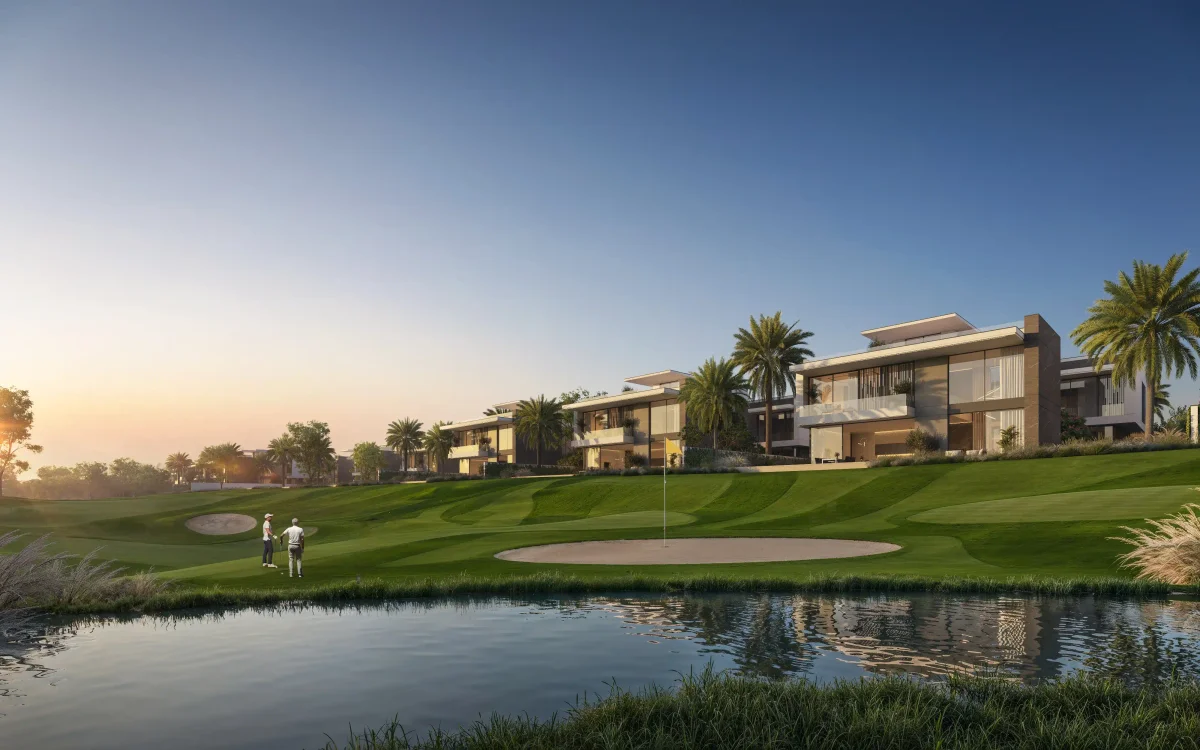 View of Cedarwood Estates in Jumeirah Golf Estates, Dubai