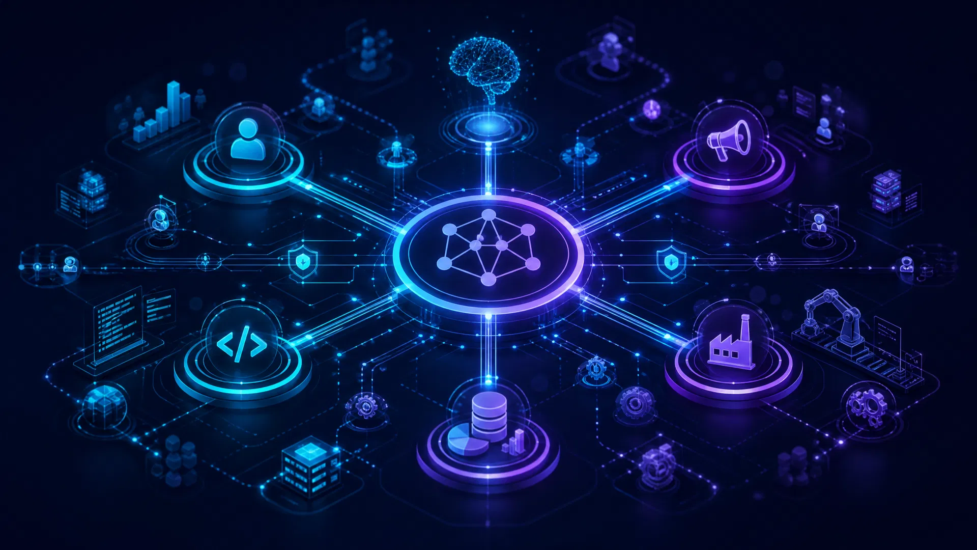 200+ AI agents orchestrated across five functions